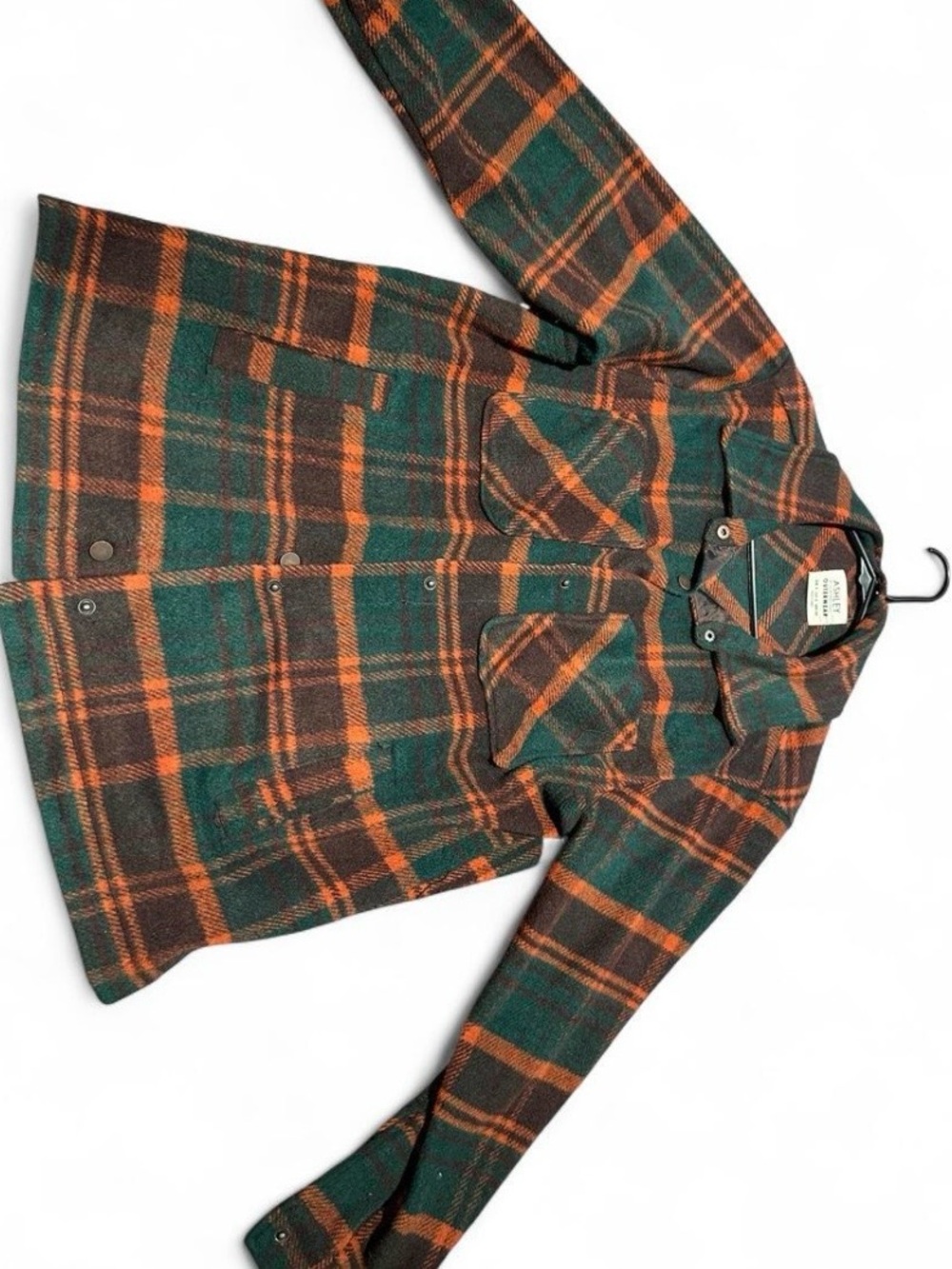 Women’s Plaid Button-Up Jacket - Green & Orange